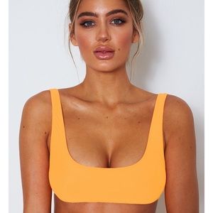 White Fox neon orange bikini top size M